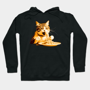 Cat eating spaghetti, funny vintage Hoodie